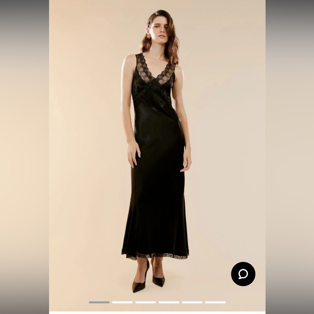 Mendez Slip Dress In Black Bardot Gown